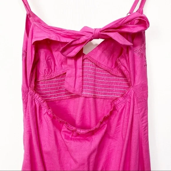 NWT- Manito Trend-Fuchsia Solid Eyelit Tie back Dress -M - Picture 2 of 14